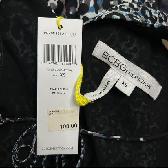 BCBGENERATION Mini Dress Womens Size XS Leopard Print Animal Ruffle Colorful - Picture 7 of 10